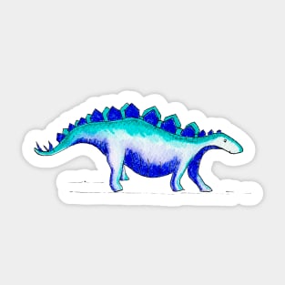 Blue Stegosaurus Dinosaur Watercolour Print for Kids Sticker